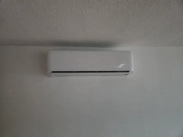 Air conditioning unit mounted on a white wall
