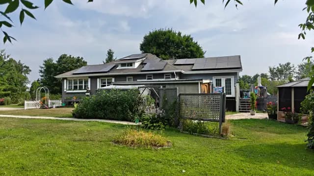 Solar panels on roof of a house