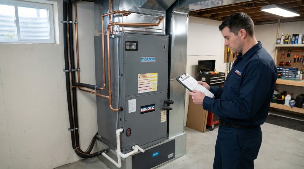 Clean mechanical room with Daikin equipment and documented planning