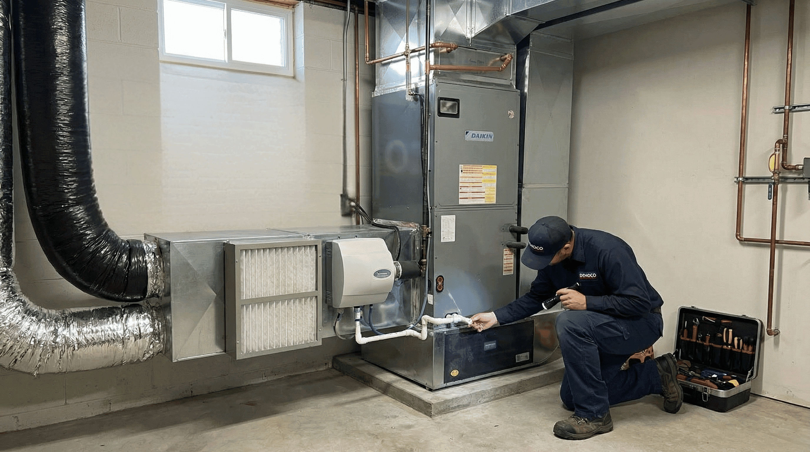 Whole-home humidifier and media air cleaner on ducted HVAC in South-Eastern Ontario