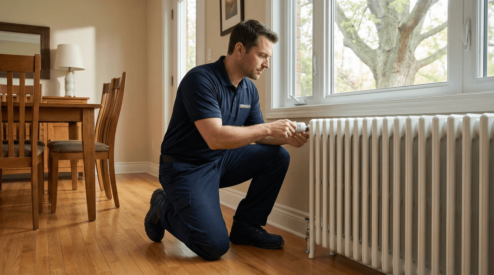 Hydronic radiators with thermostatic valves for room-by-room comfort