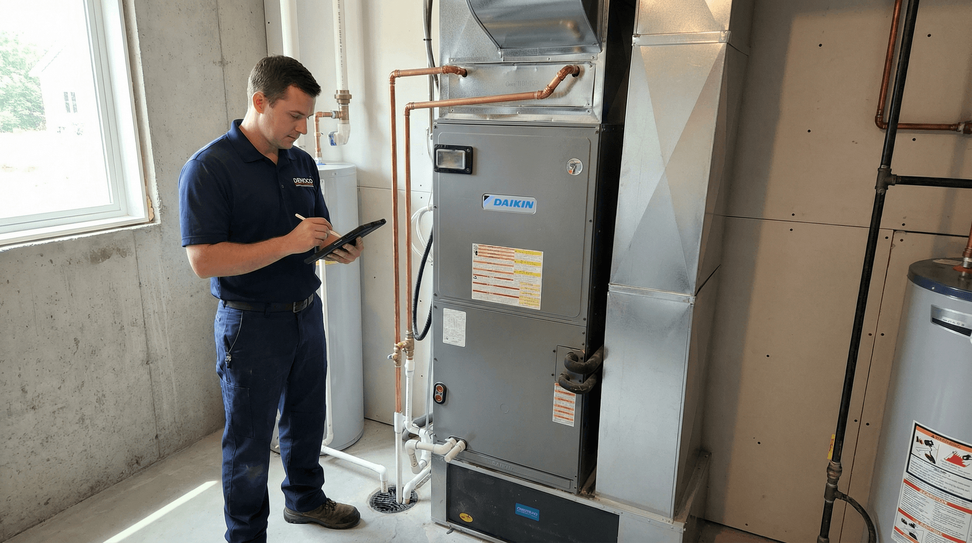 Daikin furnace with tidy duct plenum and documented handoff