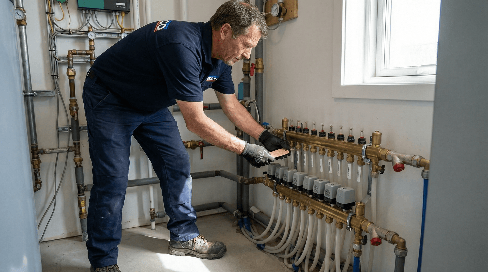 Hydronic radiant manifold commissioning in a South-Eastern Ontario home