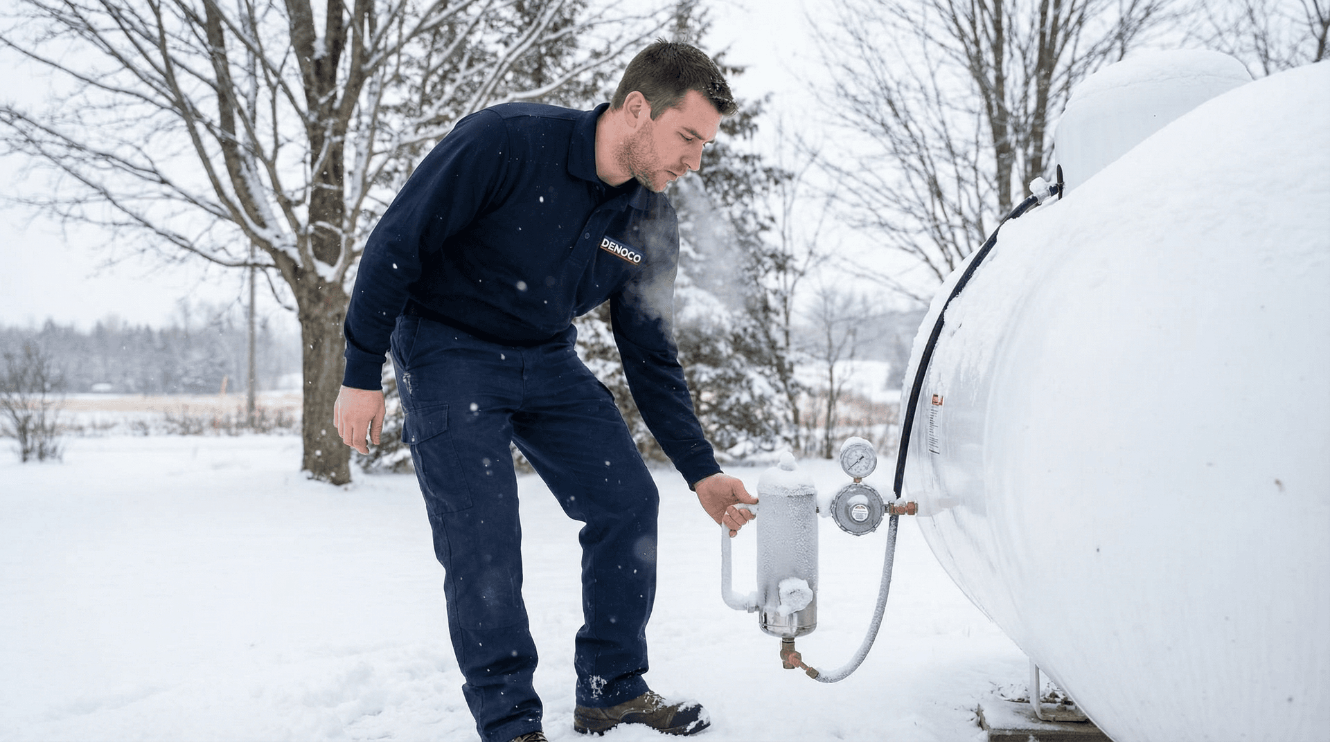 Propane regulator and fuel line inspection for standby generator in winter